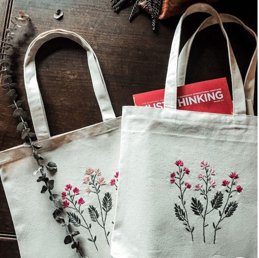 Embroidered Floral Tote Bag