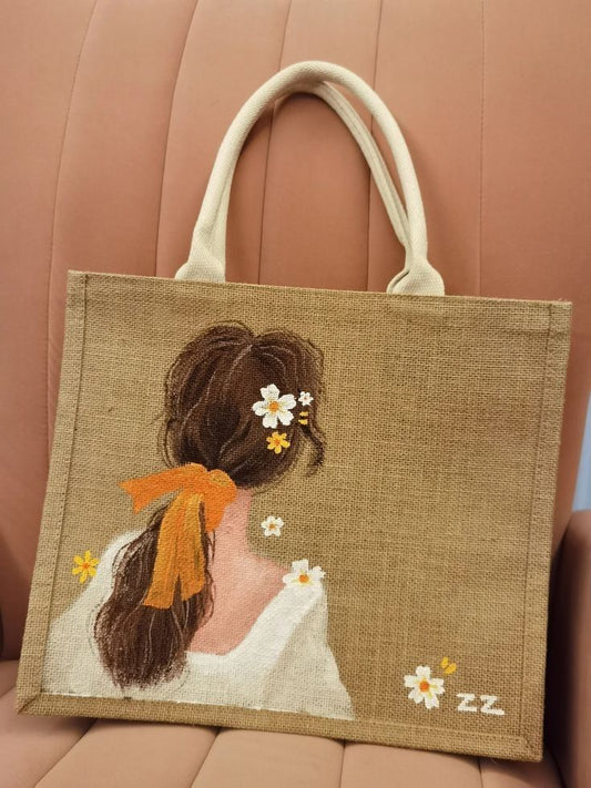 Girl Paint Jute Bag